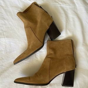 Zara Tan Split Leather Ankle Boots